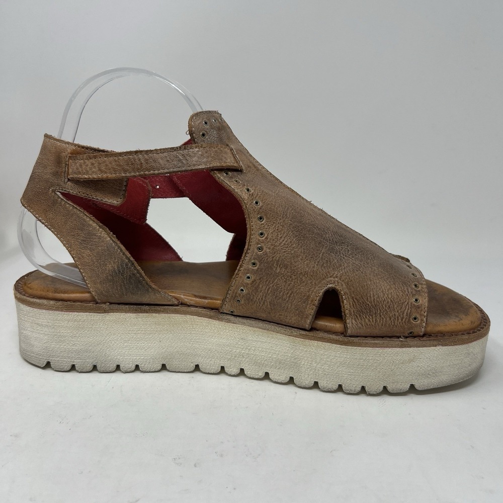 Bed Stu Clancy Buckle Platform Sandals Women's Size 10 Brown Leather Boho Rustic - Picture 7 of 11